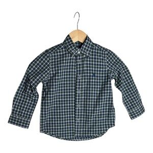 Polo Ralph Lauren BLUE GREEN Baby Boy's Plaid Dress Shirt‎ Size US 4T
